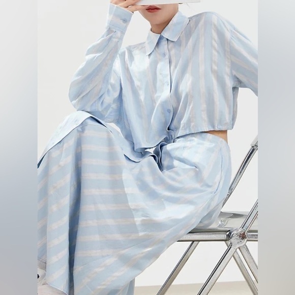 MOUSSY PENELOPE STRIPED BUTTON UP DRESS maxi‎ SIZE Small - Picture 4 of 16